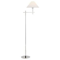 Visual Comfort Hackney Modern Classic Polished Nickel Linen Shade Floor Lamp