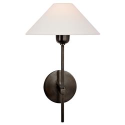Visual Comfort Hackney Modern Classic Bronze Metal Linen Shade Single Sconce