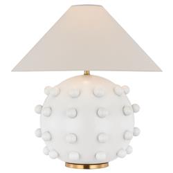 Visual Comfort Linden Mid Century Plaster White Linen Shade Orb