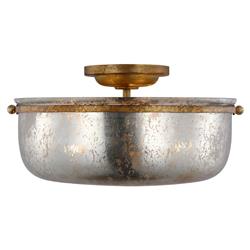 Visual Comfort Lorford French Gilded Iron Mercury Glass Semi Flush Mount