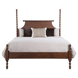 Elio Updated Traditional Brown Wood Spindle Poster Bed - Queen
