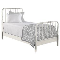 Lynda Coastal Beach White Wood Frame Spindle Bed - Twin