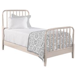 Lynda Coastal Beach Beige Wood Frame Spindle Bed - Twin
