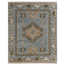 Avery Global Bazaar Blue Wool Medallion Patterned Hand Knotted Rug - 5G??x8GǦ