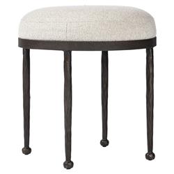 Calix French Country Off White Shearling Iron Accent Stool