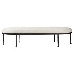 Calix French Country Off White Shearling Iron Cocktail Ottoman