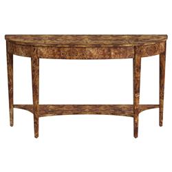 Estrella French Country Traditional Burl Demilune Console Table