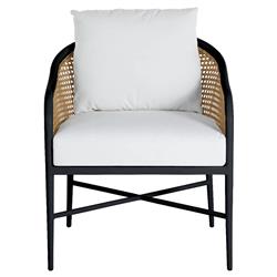 Havana Euro White Cushion Black Frame Cane Outdoor Arm Chair