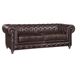 Farrah Rustic Lodge Dark Brown Leather Chesterfield Sofa - 90&quot;