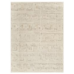 Scandinavian Mid Century Ivory Wool Geometric Patterned Rug - 5&#39;x8&#39;