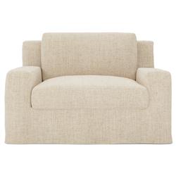 Henri Warm Oatmeal Slipcovered Chair and a Half