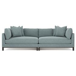 Adelle Heathered Teal Double Bumper Sectional - 116"