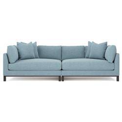 Adelle Eggshell Blue Performance Double Bumper Sectional - 116"