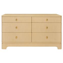 Worlds Away Kilmer Modern Classic Natural Grasscloth Double Dresser