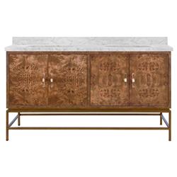Worlds Away Clifford White Marble Dark Burl Oak Double Vanity Sink - 60&quot;