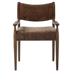 Odelia Modern Classic Brown Velvet Wood Dining Arm Chair