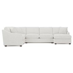 Avery Heathered Ivory Performance U-Chaise Sectional - Right Chaise - 145&quot;