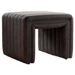 Leo Mid Century Modern Dark Brown Leather Ottoman