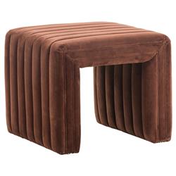 Leo Mid Century Modern Auburn Brown Velvet Ottoman