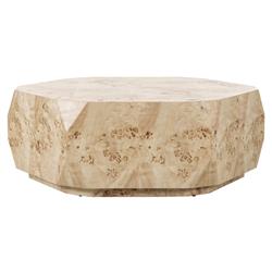 Daphne Modern Classic Light Burl Round Drum Coffee Table
