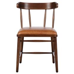 Bella Modern Classic Brown Leather Windsor Dining Side Chair