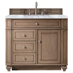 Fynn French Country Carrara Marble Whitewashed Wood Vanity Sink - 36"