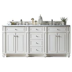 Fynn French Country Carrara Marble White Wood Double Vanity Sink - 72"