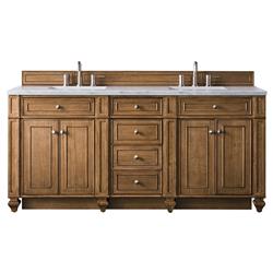 Fynn French Country Carrara Marble Brown Wood Double Vanity Sink - 72"