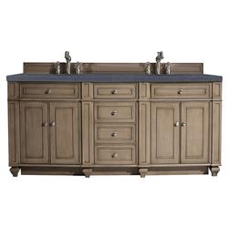 Fynn French Country Charcoal Quartz Whitewashed Wood Double Vanity Sink - 72"