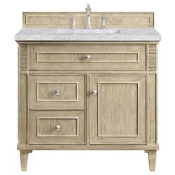 Gareth French Country Carrara Marble Whitewashed Wood Vanity Sink - 36&quot;
