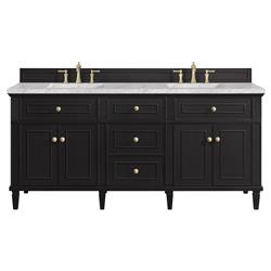 Gareth French Country Carrara Marble Black Wood Double Vanity Sink - 72&quot;
