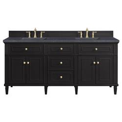 Gareth French Country Charcoal Quartz Black Wood Double Vanity Sink - 72&quot;