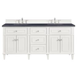 Gareth French Country Charcoal Quartz White Wood Double Vanity Sink - 72&quot;