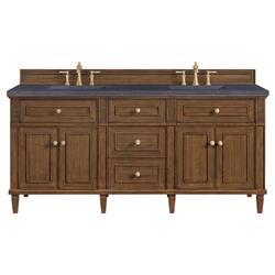 Gareth French Country Charcoal Quartz Brown Wood Double Vanity Sink - 72&quot;