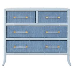 Worlds Away Beckett Modern Classic Blue Bamboo Grasscloth Chest