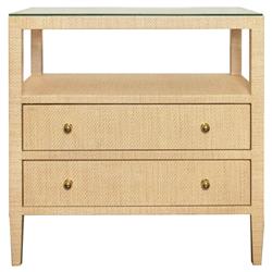 Worlds Away Douglas Coastal Beach Natural Grasscloth Nightstand