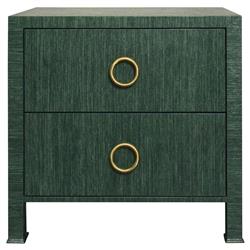 Worlds Away Edelman Modern Classic Green Grasscloth Side Table
