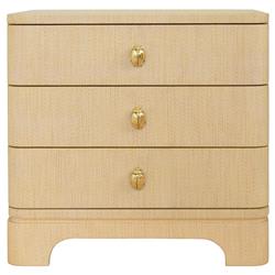 Worlds Away Fortune Modern Classic Natural Grasscloth Side Table