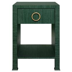 Worlds Away Malcolm Modern Classic Green Grasscloth Side Table