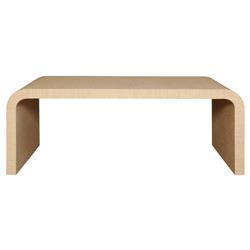 Worlds Away Newbury Modern Classic Natural Grasscloth Rectangular Coffee Table