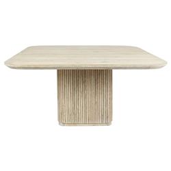 Velle Coastal Beach Cream Washed Oak Square Dining Table - 60"