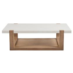 Beatrix Modern Classic White Quartz Natural Oak Coffee Table