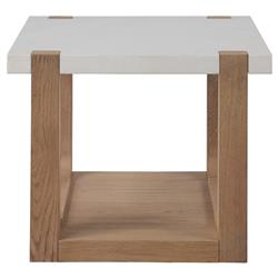 Beatrix Modern Classic White Quartz Natural Oak Side Table