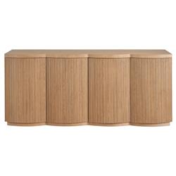 Mila Modern Classic Brown Tambour Oak Wood Media Cabinet - 74&quot;