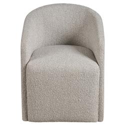 Harper Modern Classic Beige Boucle Barrel Dining Arm Chair