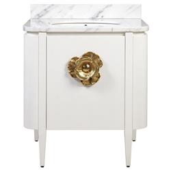 Sazana Modern Classic Carrara Marble White Oak Vanity Sink - 30&quot;