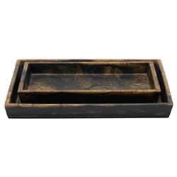 Pigeon and Poodle Duluth Global Swirled Black Resin Tapered Tray - Set of 2