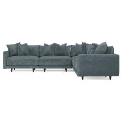 Toulouse Slate Blue Modular 5-Piece Corner Sectional - 129"