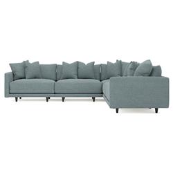 Toulouse Heathered Teal Modular 5-Piece Corner Sectional - 129"
