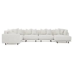 Toulouse Heathered Ivory Performance Modular 7-Piece Corner Sectional With Ottoman - Right End - 166&quot;